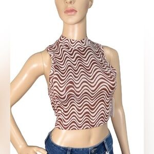 NEW BILLABONG Wavey Babe Mock-Neck Crop Top small NWT